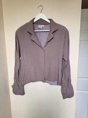 Woven Mauve Printed Button-Down Blouse